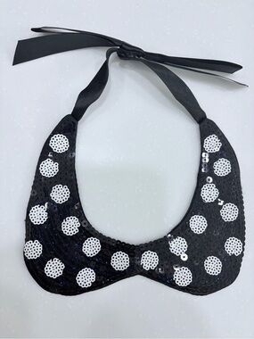 Black Sequin Minnie Mouse Collar with White Polka Dots